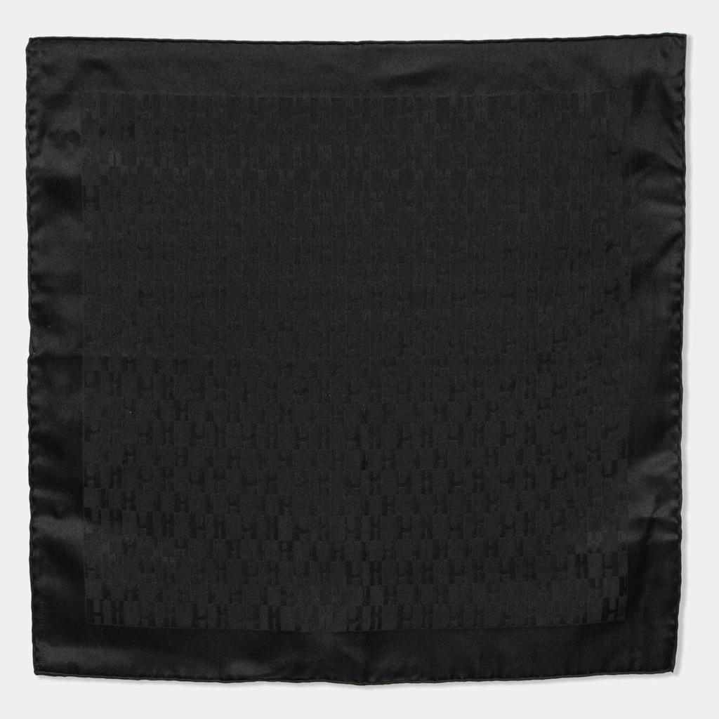 Hermès Black Grand H Jacquard Silk Pocket Square商品第1张图片规格展示