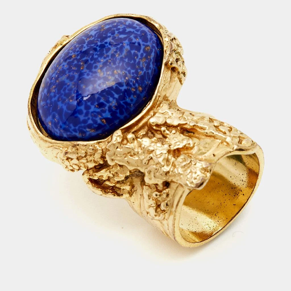 商品[二手商品] Yves Saint Laurent|Yves Saint Laurent Arty Glass Gold Tone Ring Size 57,价格¥1760,第3张图片详细描述