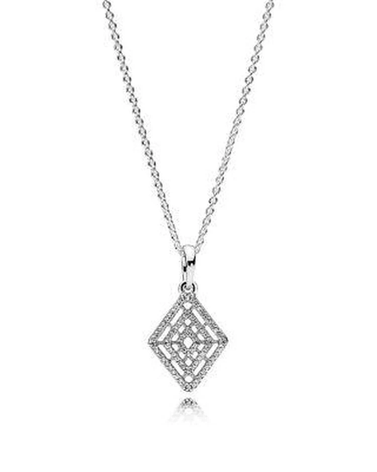 商品PANDORA|Necklace - Sterling Silver & Cubic Zirconia Geometric Lines,价格¥471,第1张图片