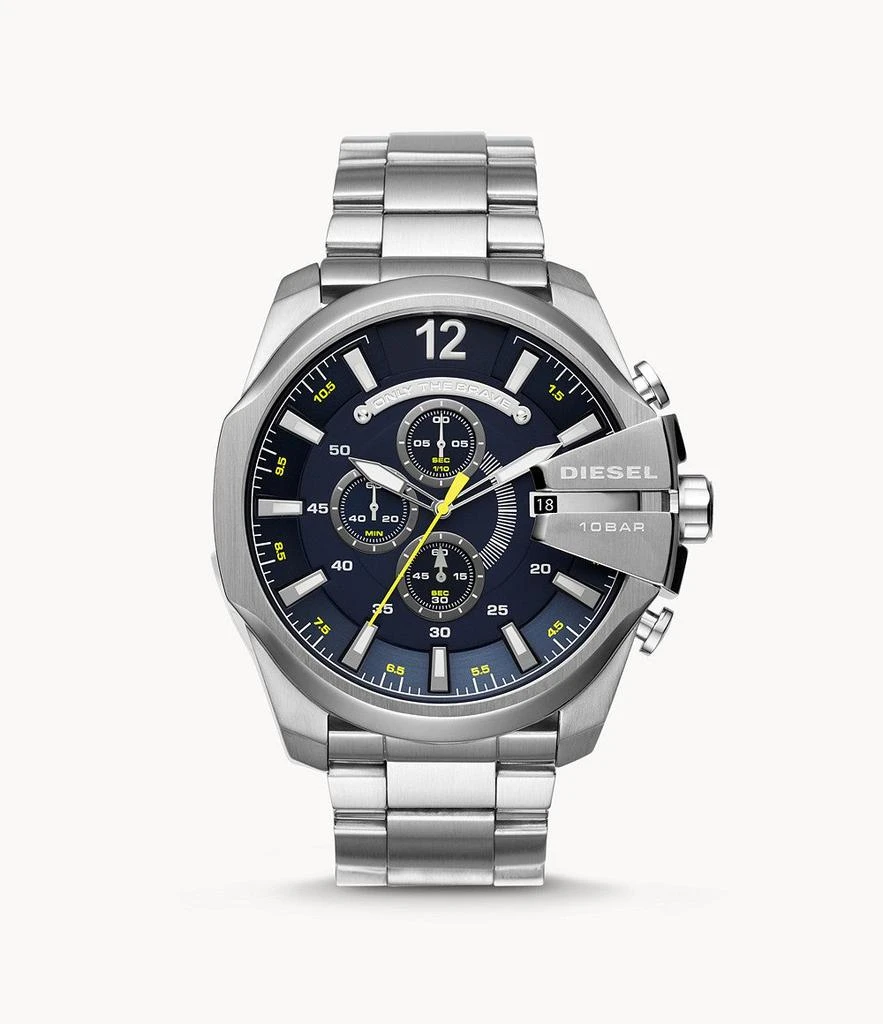 商品Diesel|Men's Mega Chief Chronograph, Silver Stainless Steel Watch,价格¥1384,第1张图片