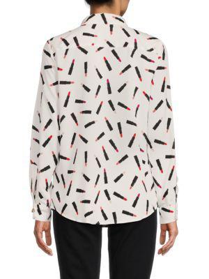 商品Karl Lagerfeld Paris|Lipstick Print Button Down Shirt,价格¥263,第2张图片详细描述