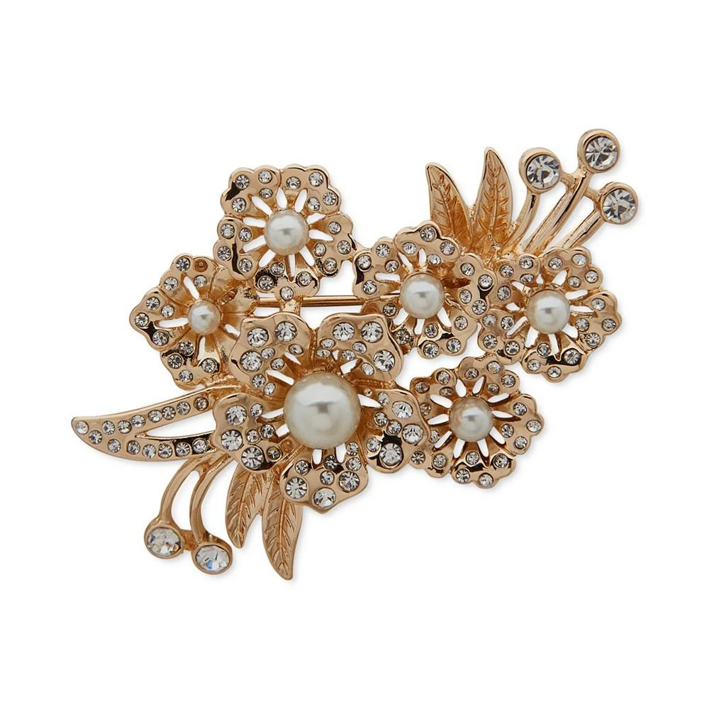 商品Anne Klein|Gold-Tone Crystal & Imitation Pearl Flower Cluster Pin,价格¥105,第1张图片