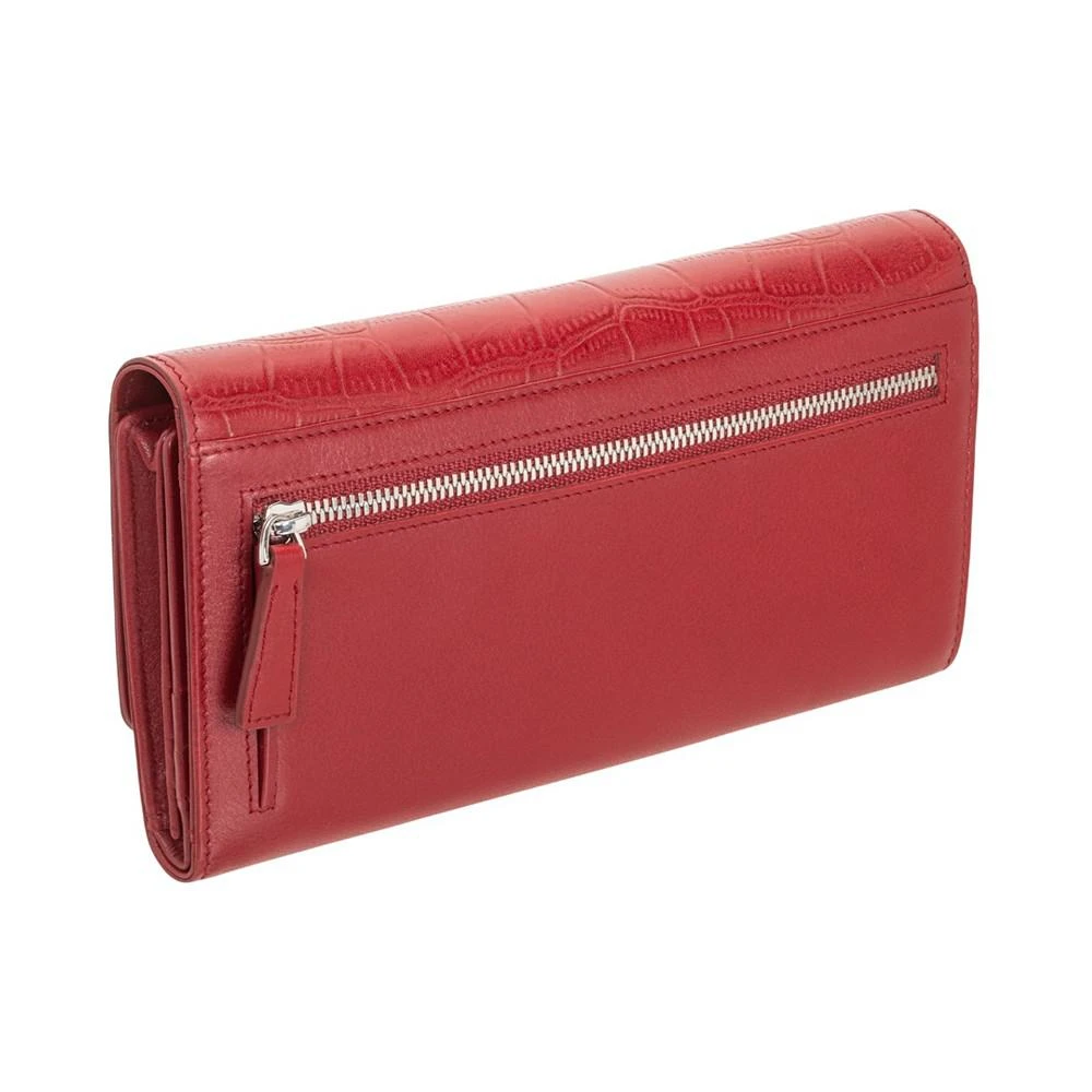 商品Mancini Leather Goods|Women's Croco Collection RFID Secure Quadruple Fold Wallet,价格¥490,第3张图片详细描述