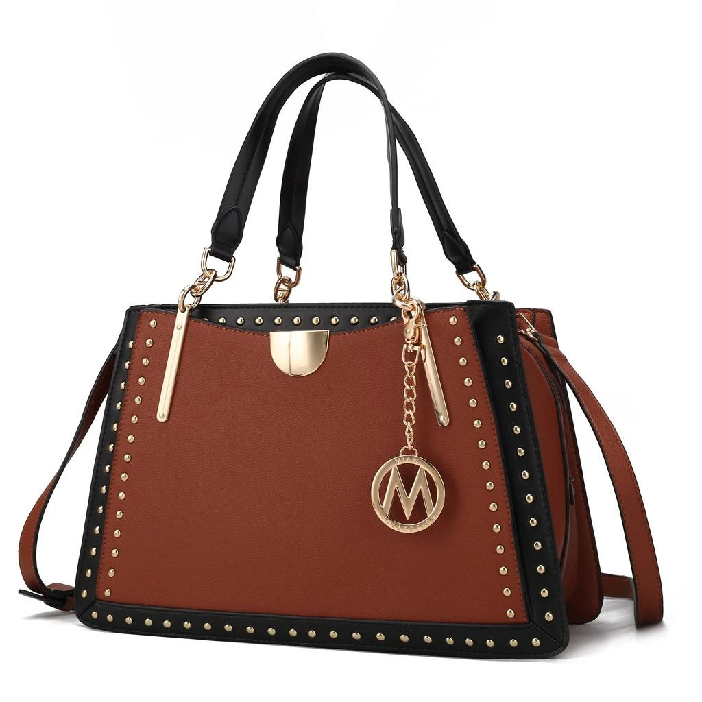 Aubrey Vegan Leather Multi Compartment Satchel Handbag - Color Block 商品