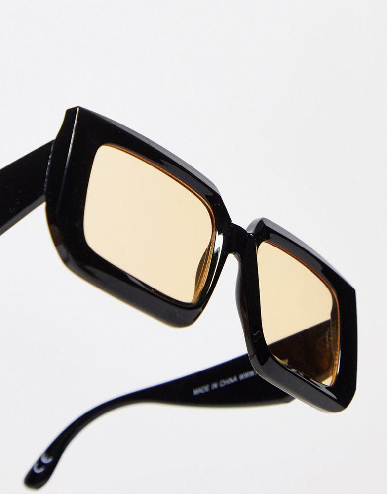 ASOS DESIGN 70s chunky oversized square sunglasses with taupe lens in black商品第3张图片规格展示