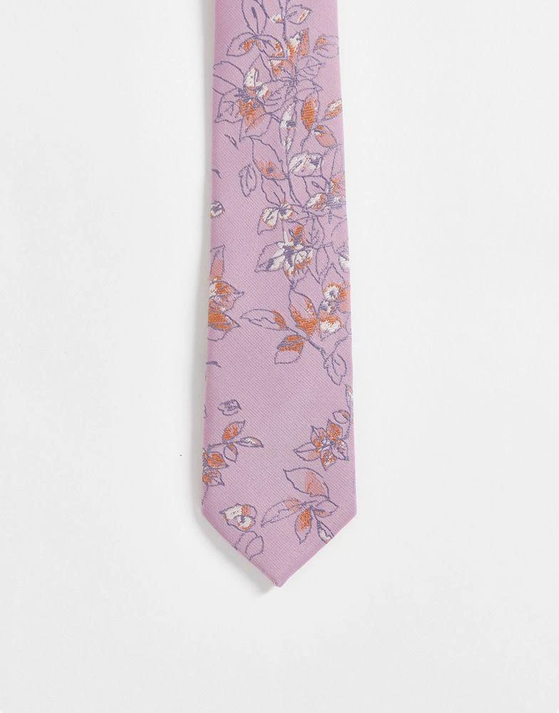 商品ASOS|ASOS DESIGN slim tie in pale pink floral,价格¥94,第1张图片