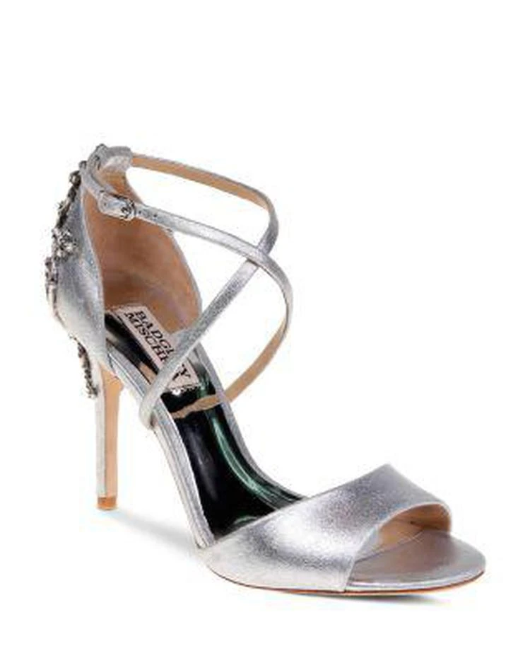 商品Badgley Mischka|Karmen Embellished Metallic Leather High-Heel Sandals,价格¥907,第1张图片