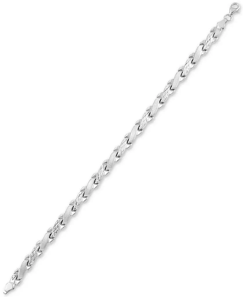 商品Italian Gold|Satin Finish Link Bracelet in 10k White Gold,价格¥2601,第2张图片详细描述