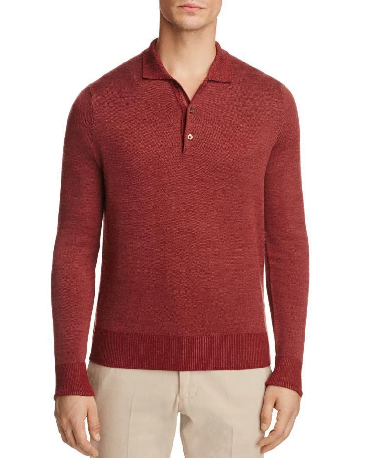 商品Canali|Washed Burg Textured Wool Polo Sweater,价格¥1543,第1张图片