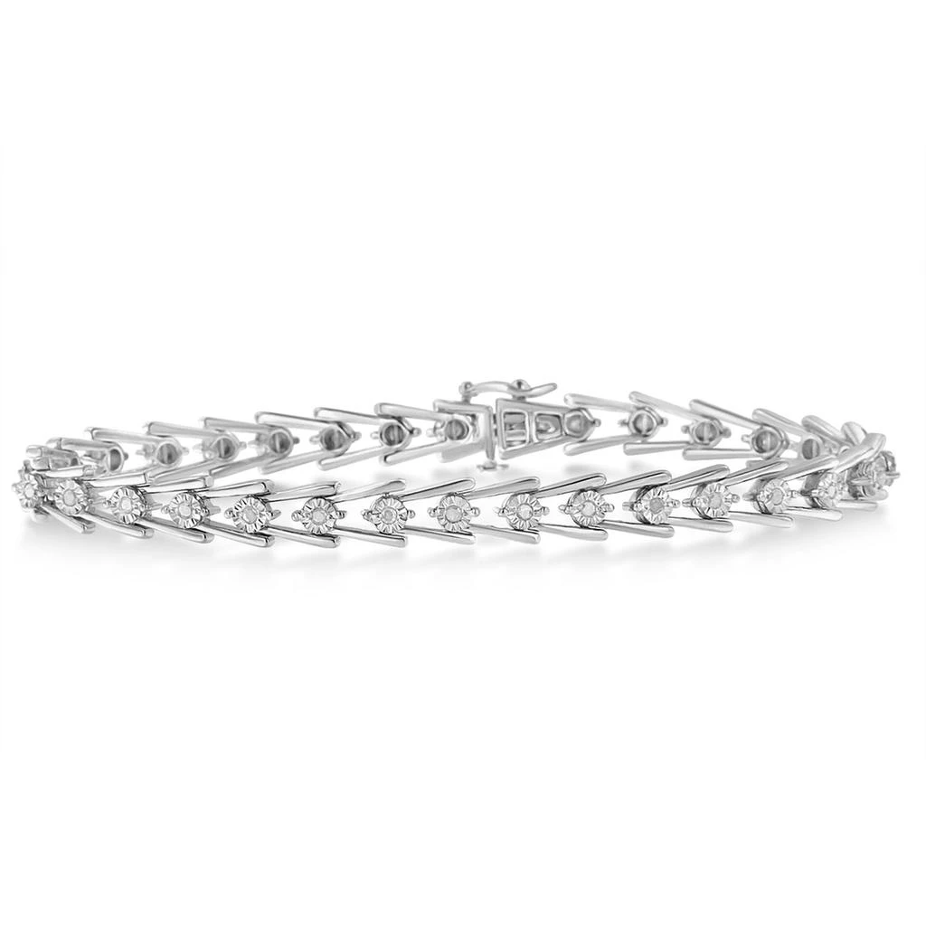 商品Haus of Brilliance|Sterling Silver Diamond Wave-Style Link Bracelet,价格¥2486,第1张图片