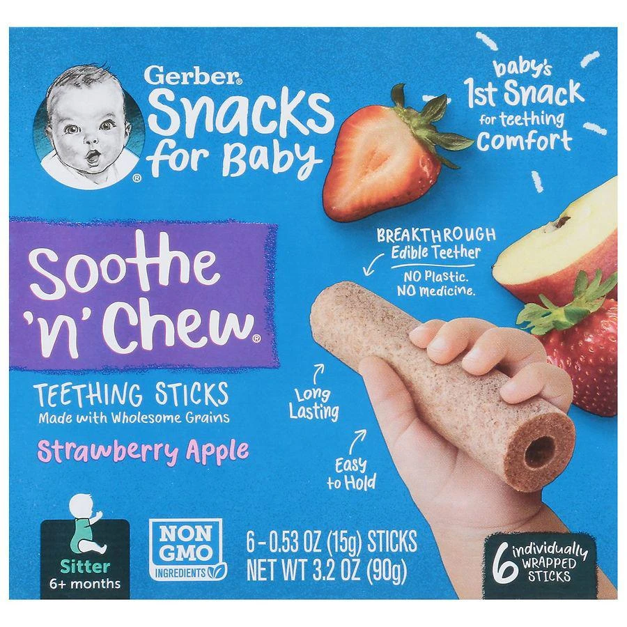 商品Gerber|Teething Sticks Strawberry Apple,价格¥59,第1张图片