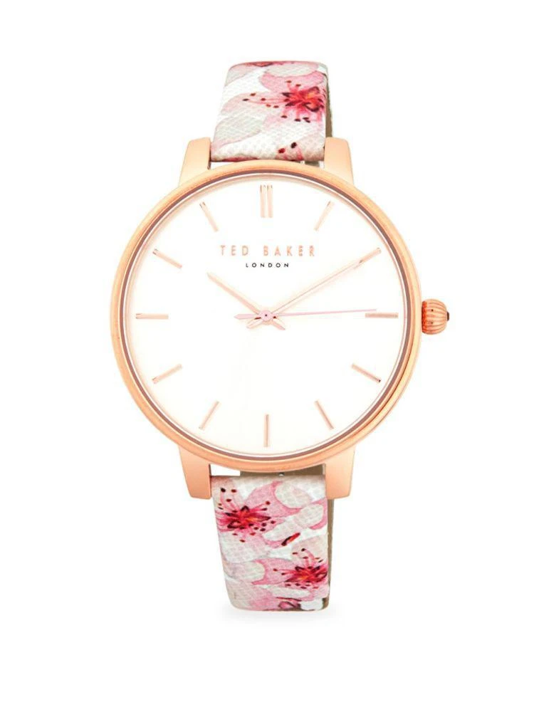 商品Ted Baker London|Floral Stainless Steel & Leather-Strap Watch,价格¥608,第1张图片