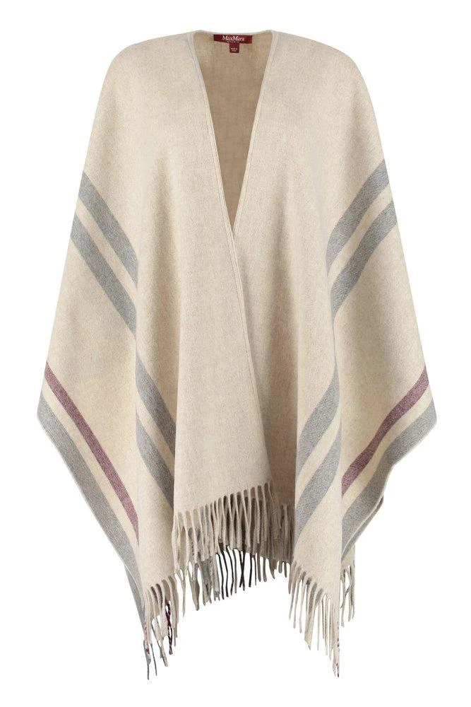 商品Max Mara|Max Mara Studio Striped Fringed Hem Poncho,价格¥1725,第1张图片