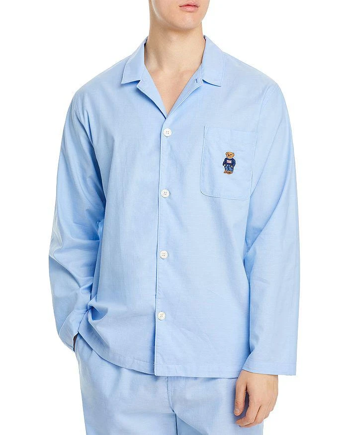 商品Ralph Lauren|Cotton Oxford Embroidered Button Down Pajama Shirt,价格¥313,第1张图片