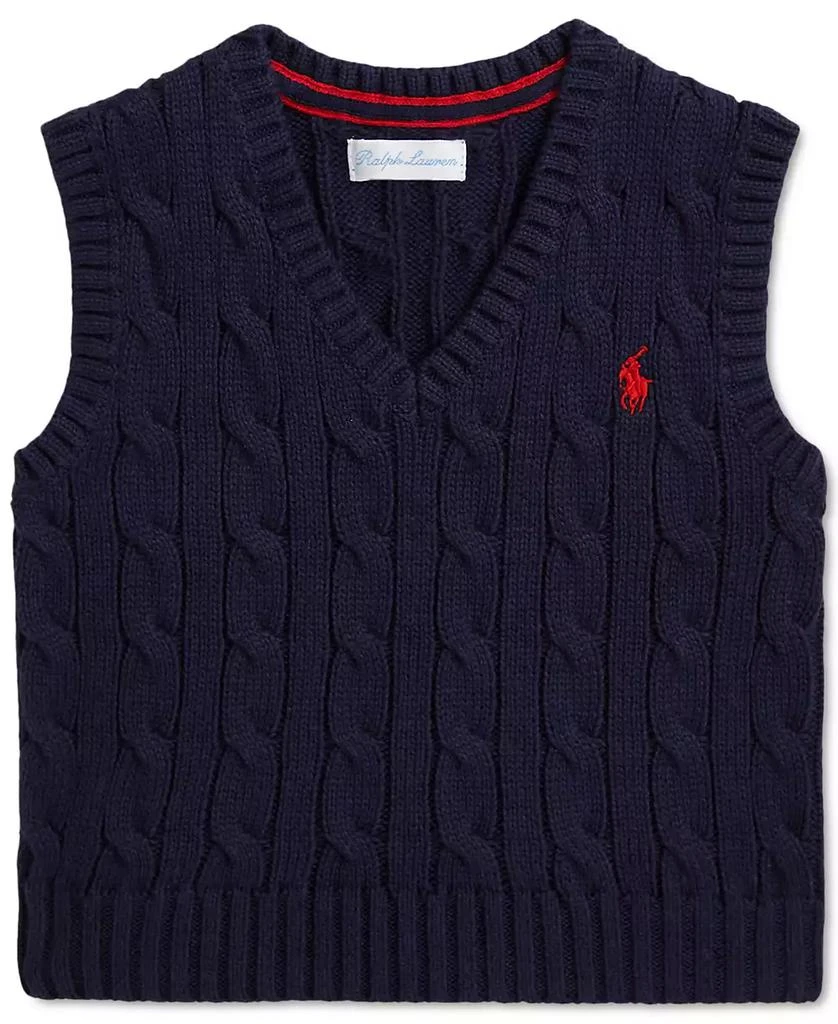 商品Ralph Lauren|Baby Cotton Cable-Knit Sweater Vest,价格¥251,第1张图片