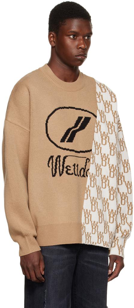 Beige Graphic Mix Paneled Sweater商品第2张图片规格展示