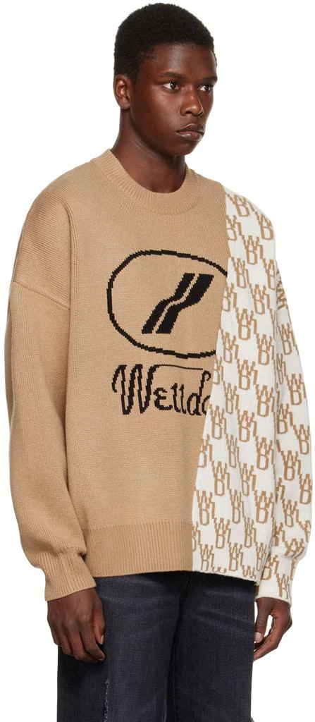 商品We11done|Beige Graphic Mix Paneled Sweater,价格¥1877,第2张图片详细描述