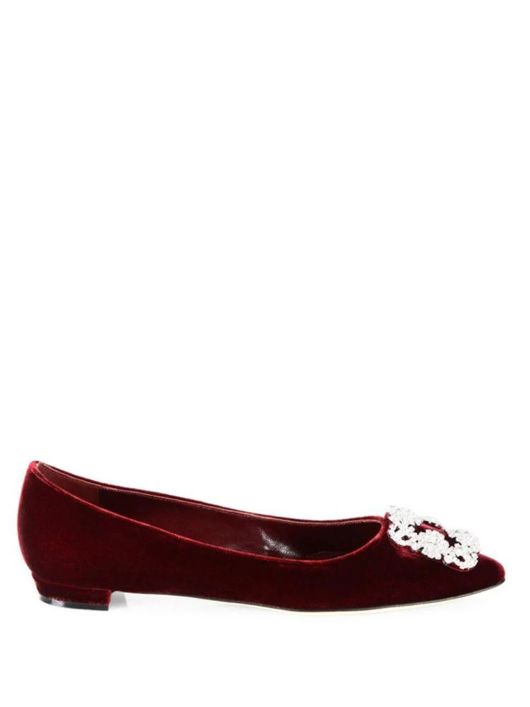 商品Manolo Blahnik|天鹅绒钻扣平底鞋,价格¥4422,第5张图片详细描述