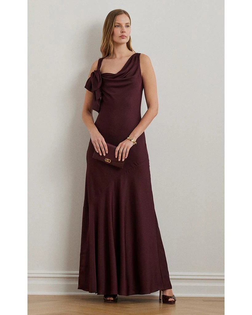 Bow Trim Charmeuse Cowlneck Gown 商品