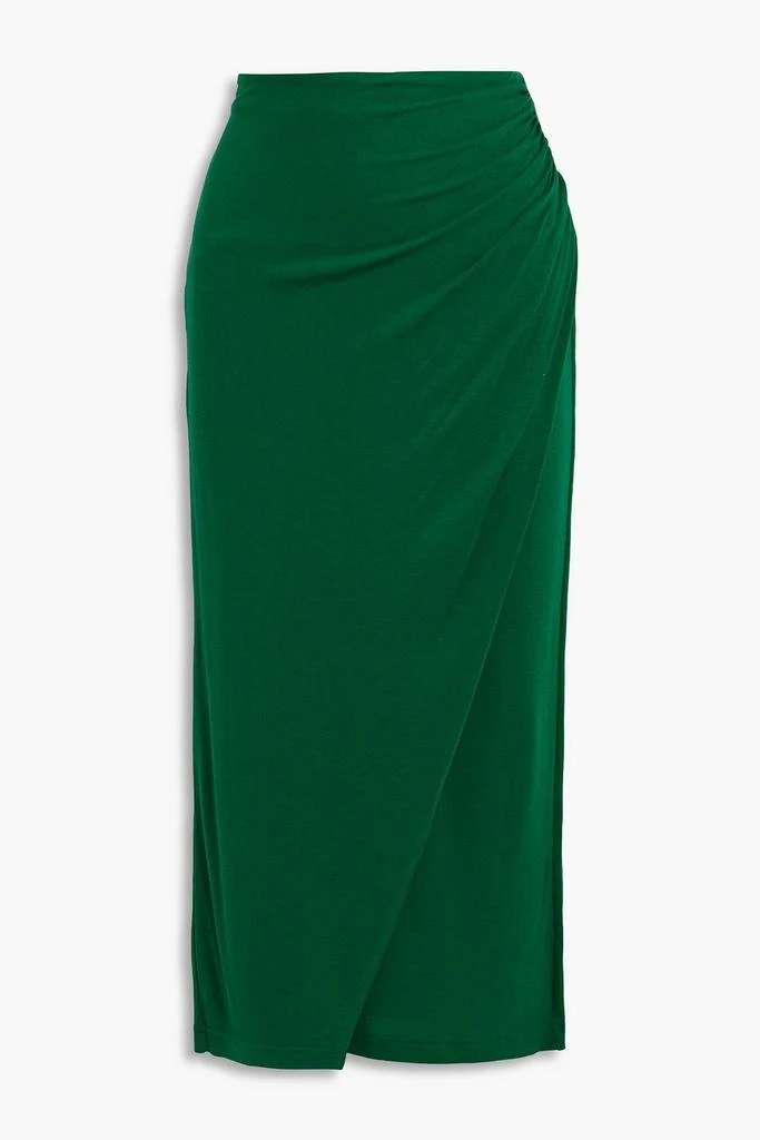 商品HALSTON|Isabella wrap-effect modal and silk-blend jersey midi skirt,价格¥612,第1张图片
