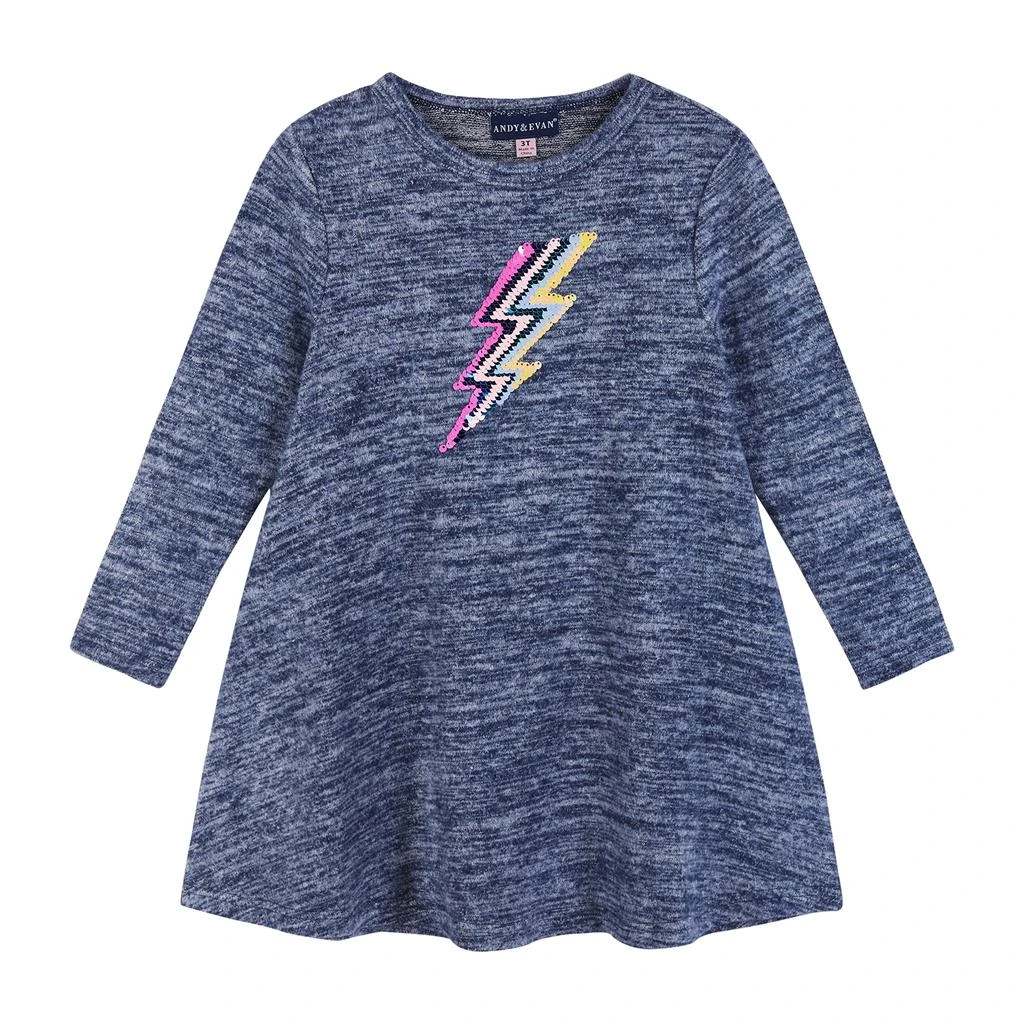 商品ANDY & EVAN KIDS|Hacci Dress w/ Flip Sequin Graphic (Toddler/Little Kids),价格¥477,第1张图片