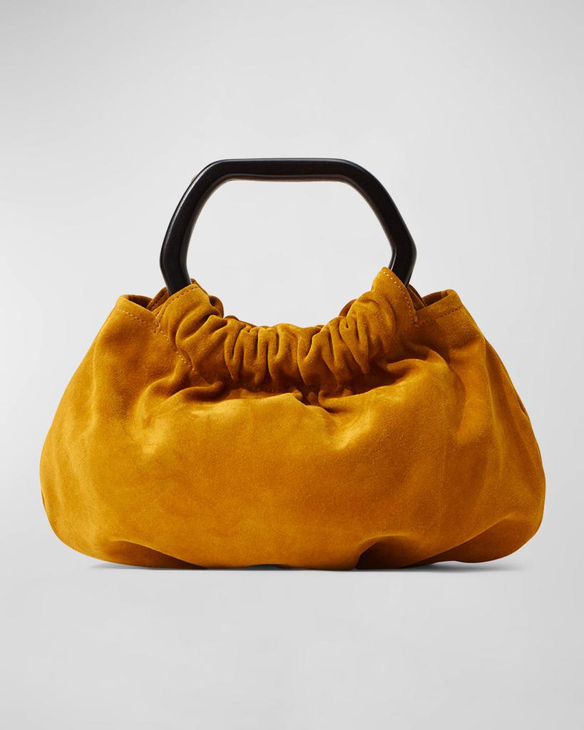 Camille Ruched Suede Top-Handle Bag商品第1张图片规格展示