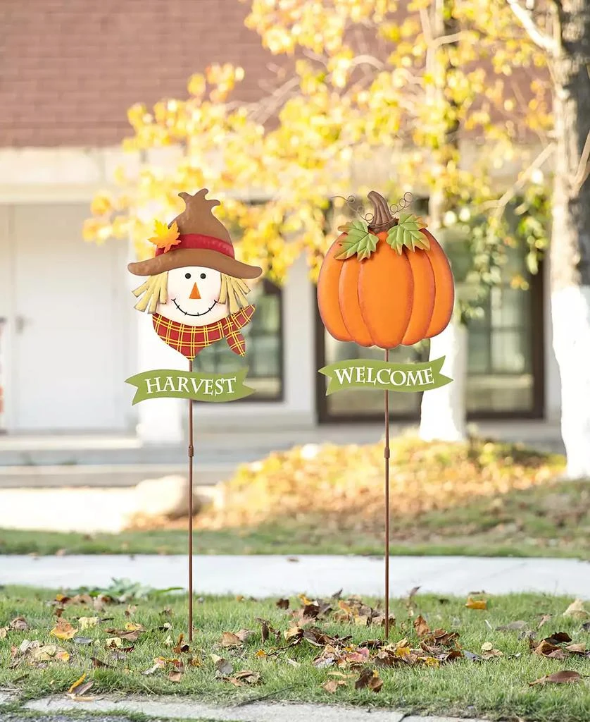 商品Glitzhome|36.25" H Fall Metal Scarecrow Pumpkin Yard Stake, Set of 2,价格¥245,第4张图片详细描述
