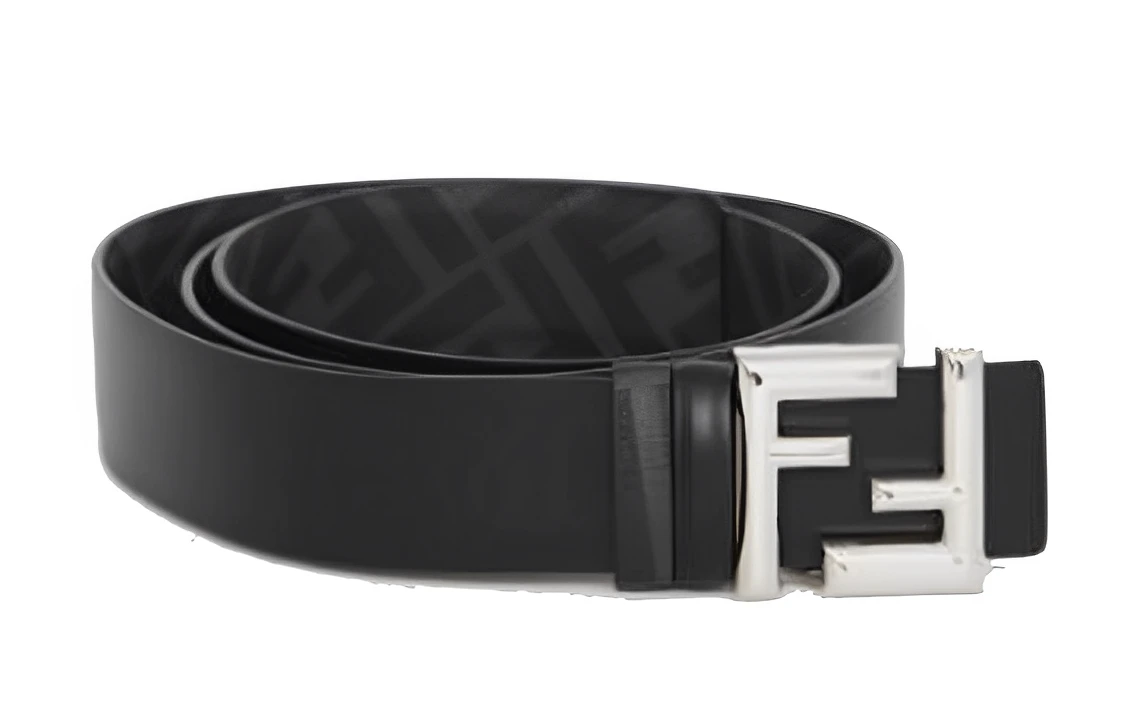 商品[国内直发] Fendi|芬迪 简约 牛皮 皮带 男款 黑灰色 宽3.5cm,价格¥3849,第3张图片详细描述