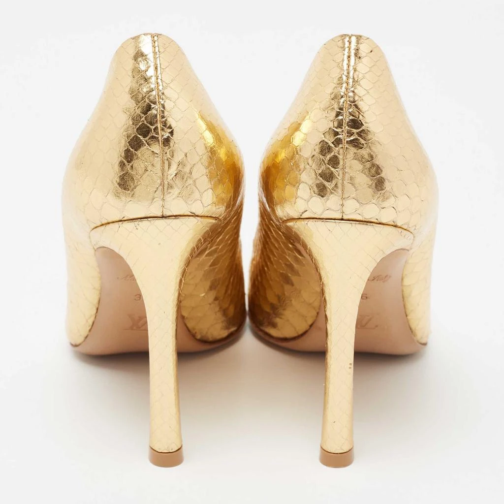 商品[二手商品] Louis Vuitton|Louis Vuitton Metallic Gold Python Embossed Leather Metal Cap Toe Merry Go Round Pumps Size 36,价格¥3566,第5张图片详细描述