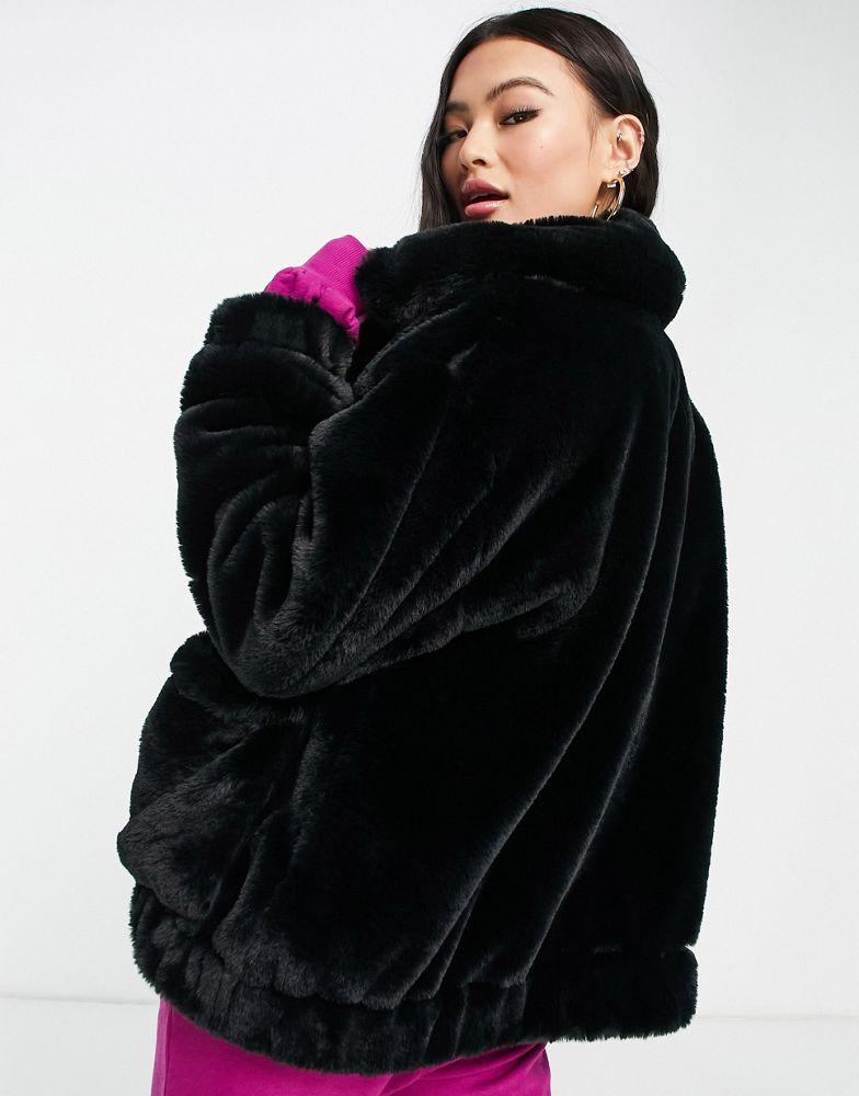UGG Kianna faux fur jacket in black商品第3张图片规格展示