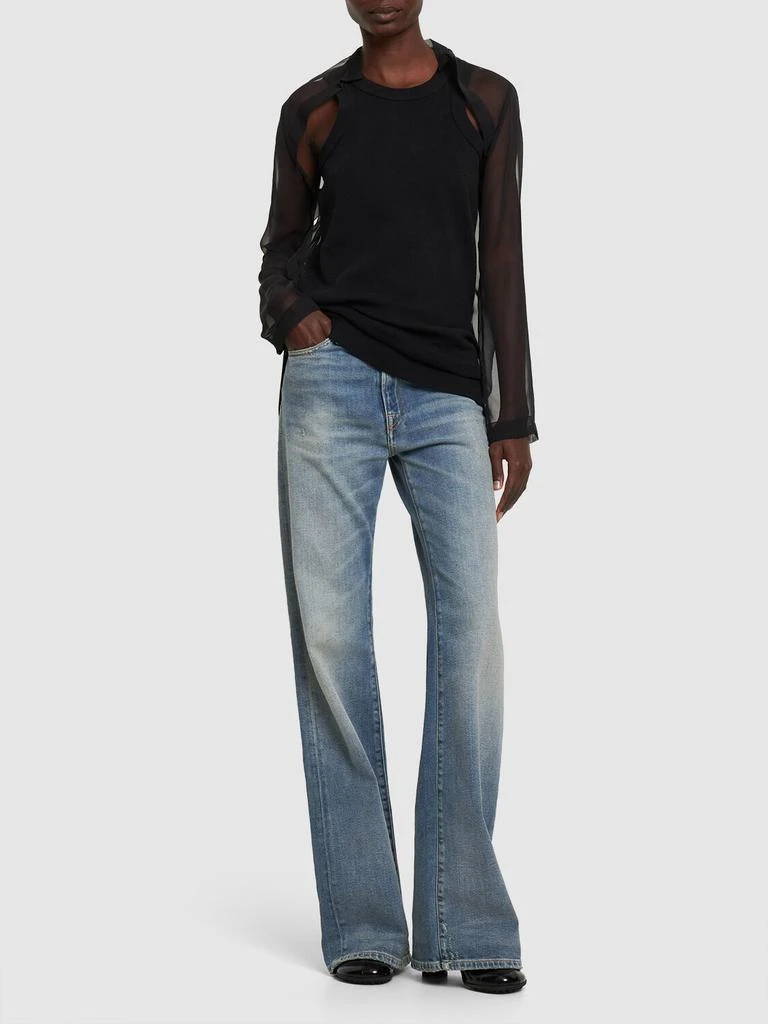 商品Sacai|Ribbed Cotton Jersey & Chiffon Top,价格¥1757,第1张图片详细描述
