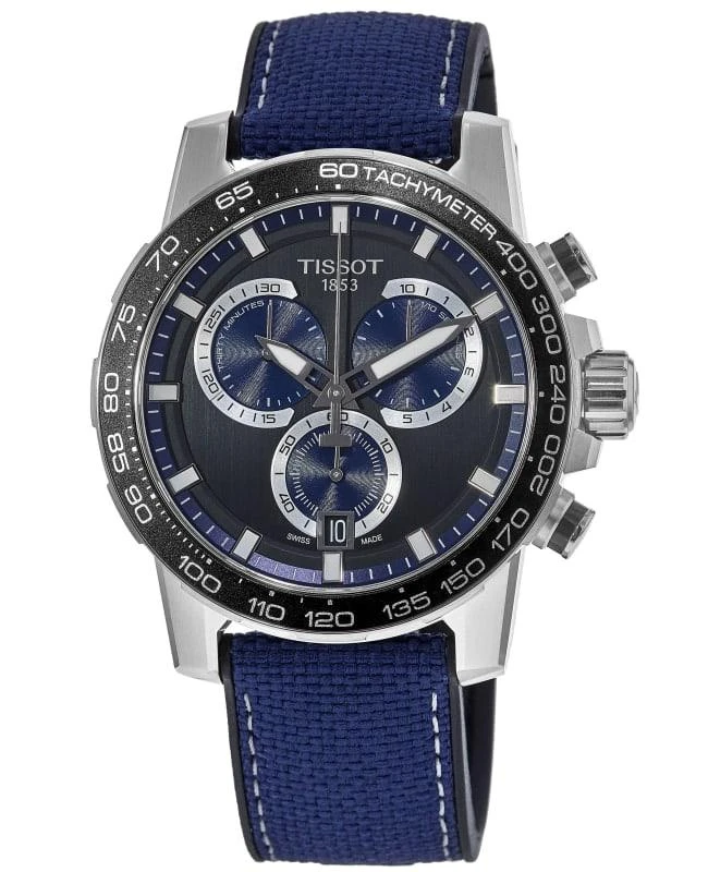 商品Tissot|Tissot Supersport Chrono Black Dial Textile Strap Men's Watch T125.617.17.051.03,价格¥3264,第1张图片