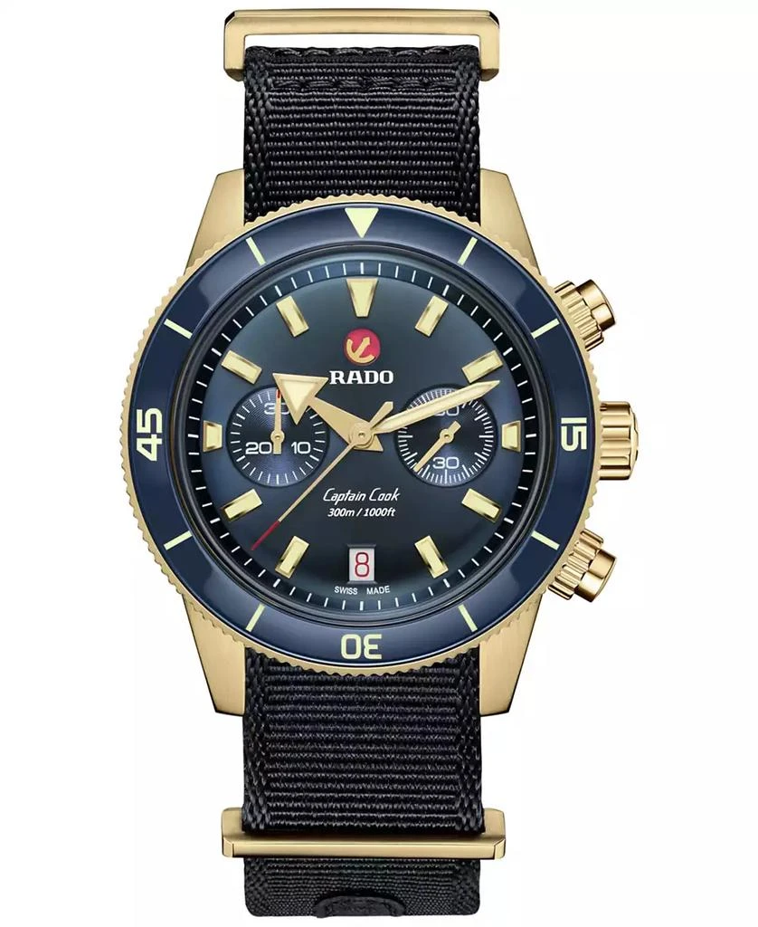 商品Rado|Men's Swiss Automatic Chronograph Captain Cook Blue NATO Strap Watch 43mm,价格¥36475,第2张图片详细描述