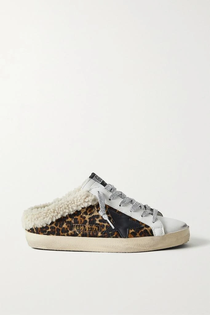 商品Golden Goose|Superstar Sabot 羊毛皮衬里仿旧豹纹小牛毛皮革便鞋  - IT35,价格¥6713,第1张图片