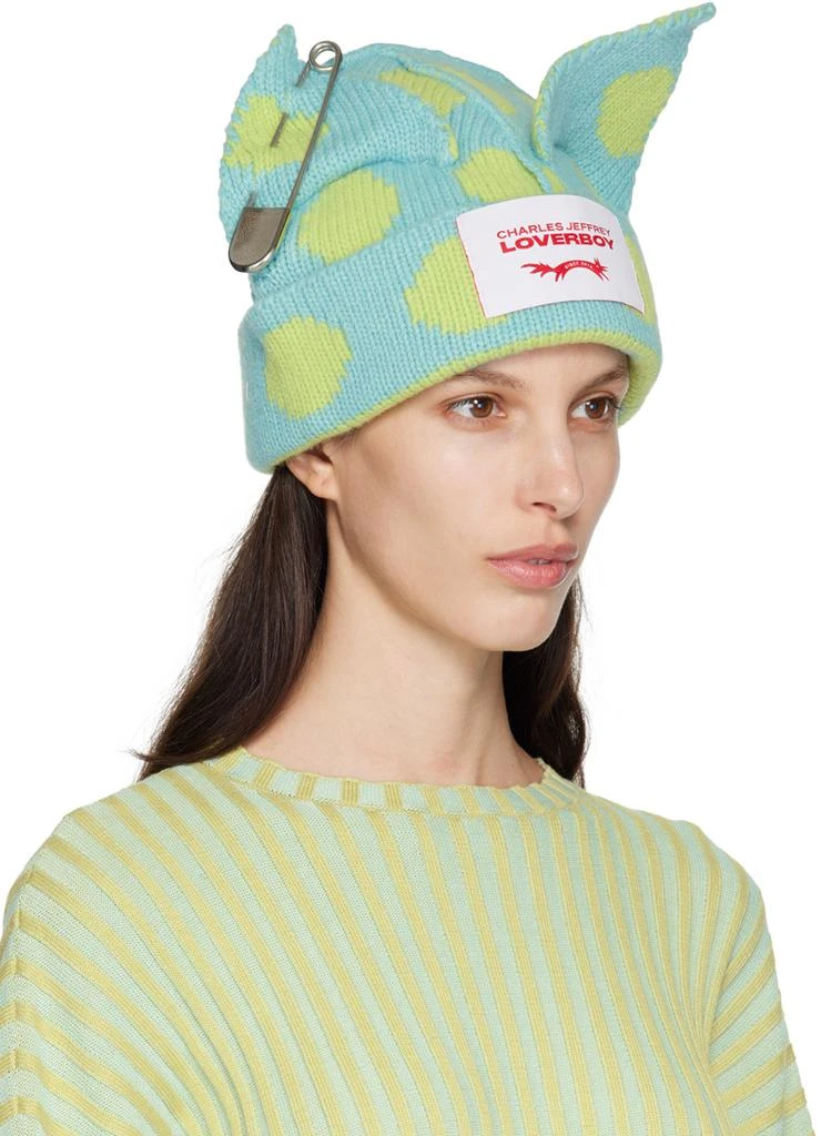 商品Charles Jeffrey Loverboy|SSENSE Exclusive Blue Chunky Punk Ears Beanie,价格¥1105,第2张图片详细描述