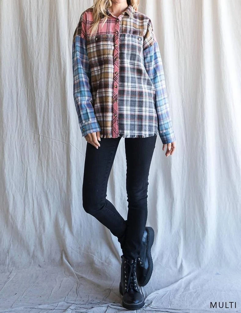 商品Cotton Bleu|Cotton Bleu - Color Block Frayed Hem Top,价格¥342,第1张图片