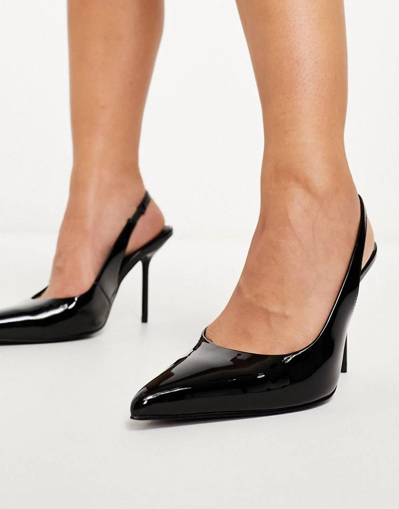 商品ASOS|ASOS DESIGN Wide Fit Porsha slingback high heeled shoes in black,价格¥220,第2张图片详细描述