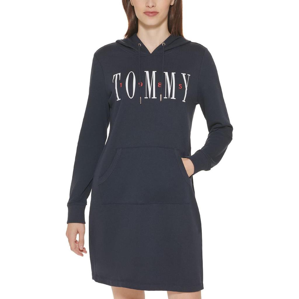 Tommy Hilfiger Womens Hooded Logo Sweatshirt Dress商品第1张图片规格展示