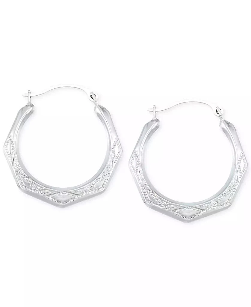 商品Macy's|Etched Hoop Earrings in 10k White Gold,价格¥514,第1张图片