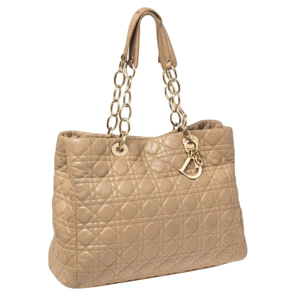 商品[二手商品] Dior|Dior Beige Cannage Quilted Leather Large Shopper Tote,价格¥5512,第3张图片详细描述