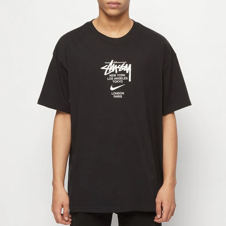 商品[国内直发] STUSSY|x Nike 联名款 胸前Logo短袖美式复古T恤 男女同款 黑色,价格¥1842,第5张图片详细描述