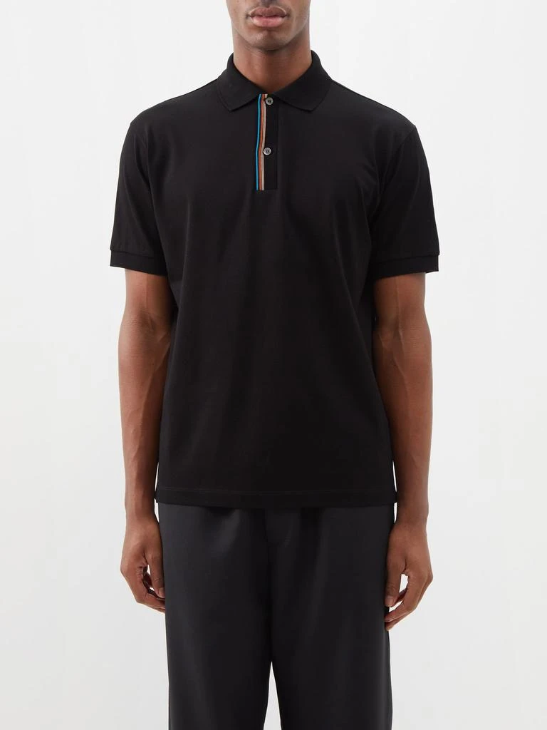 商品Paul Smith|Signature-stripe trimmed cotton polo shirt,价格¥1776,第1张图片