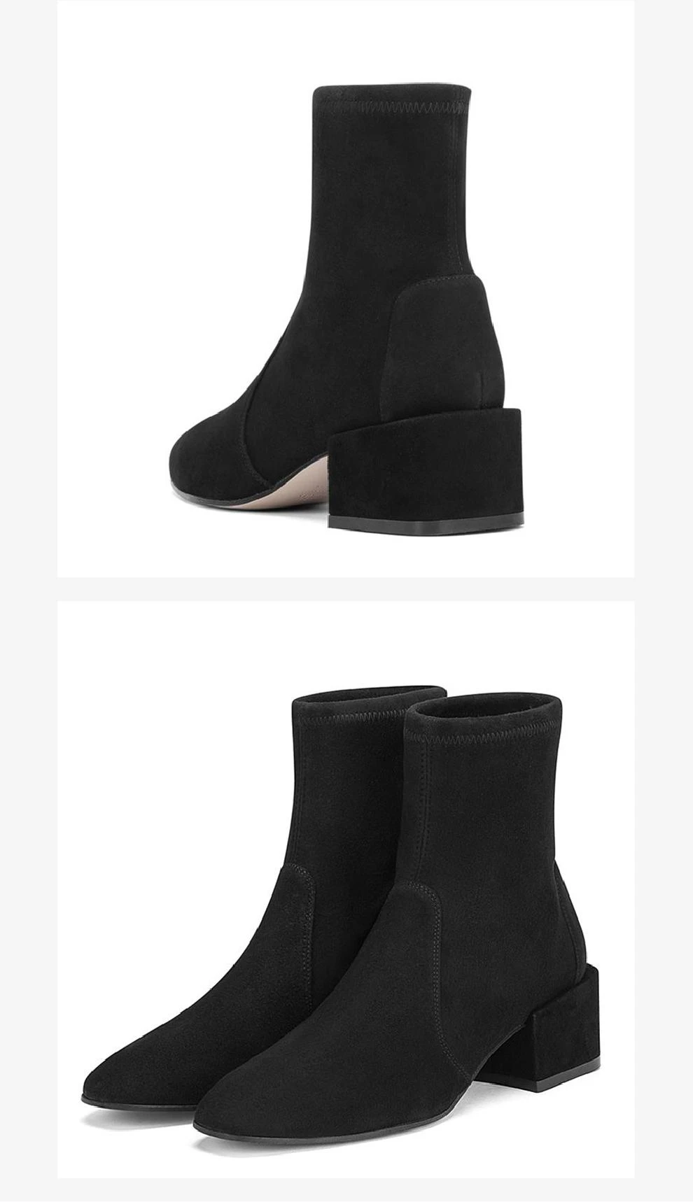 商品Stuart Weitzman|Accordion 女士黑色中跟及踝靴靴子 仅剩35.5码【香港仓极速发货】,价格¥3808,第5张图片详细描述