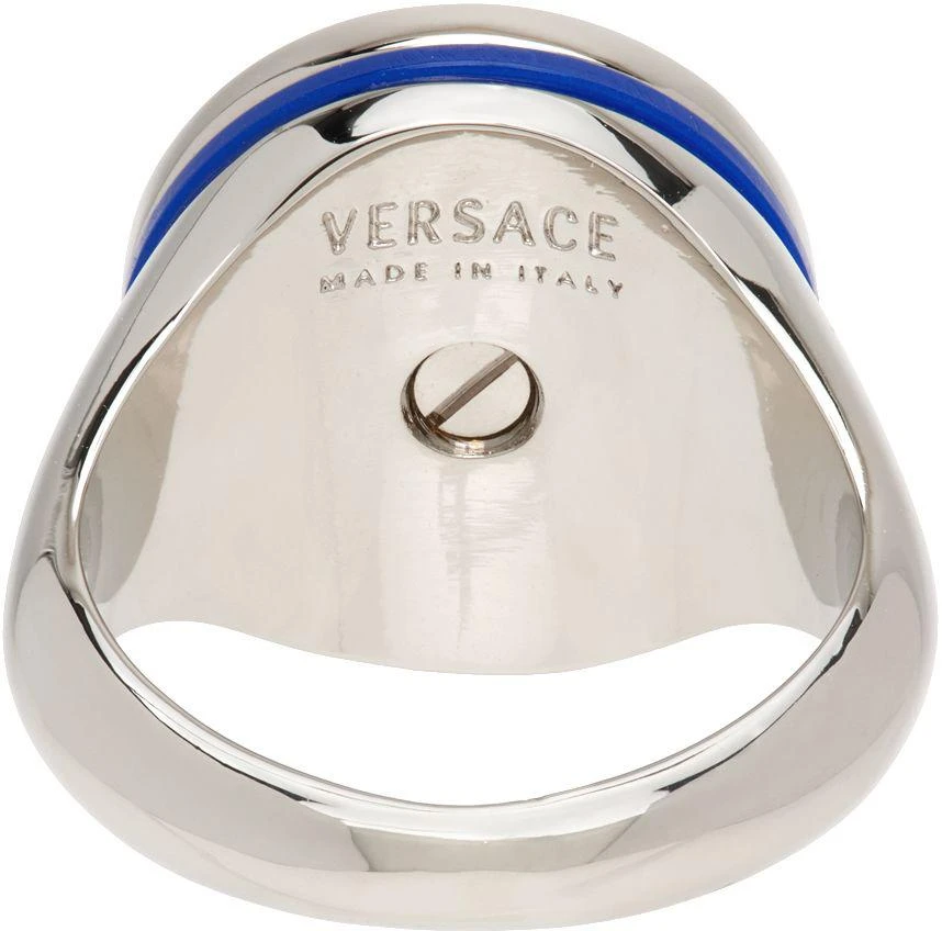 商品Versace|Silver & Blue Medusa Ring,价格¥1496,第4张图片详细描述