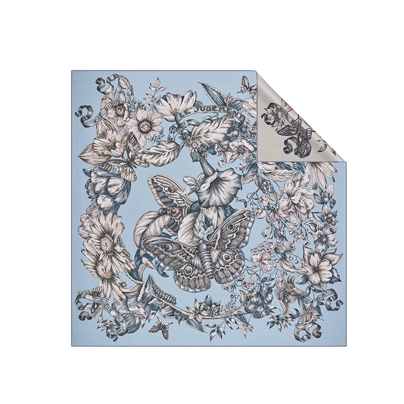 商品Dior|DIOR/迪奥 22新款 女士蓝色/浅灰色真丝斜纹布塔罗牌图案刺绣方巾围巾丝巾,价格¥4220,第1张图片