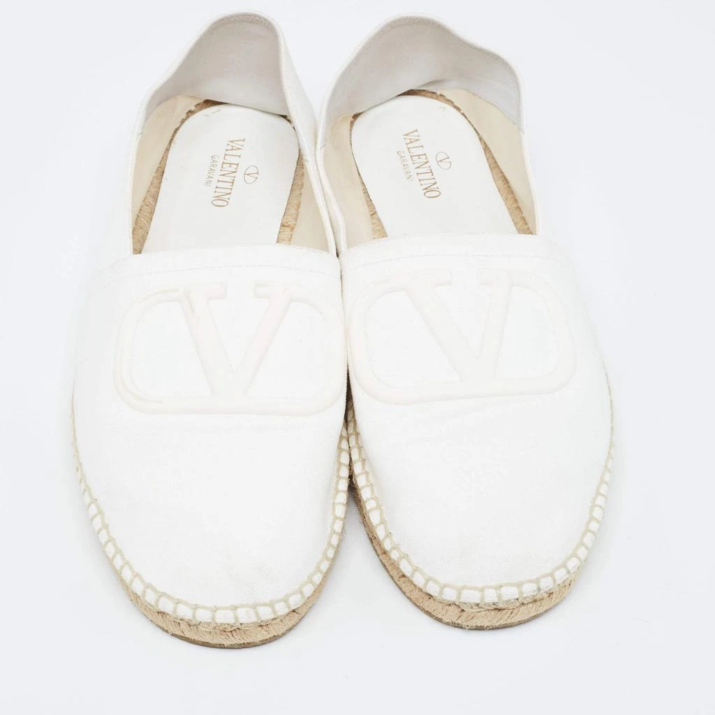 商品[二手商品] Valentino|Valentino White Canvas VLogo Slip On Espadrilles Loafers Size 44.5,价格¥1410,第3张图片详细描述