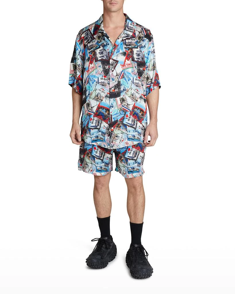 商品Balenciaga|Men's Postcard-Print Camp Shirt,价格¥4515,第3张图片详细描述