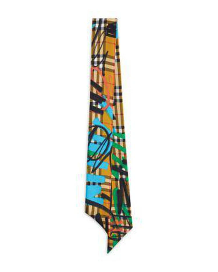 商品Burberry|Graffiti Vintage Check Silk Slim Scarf,价格¥762,第1张图片