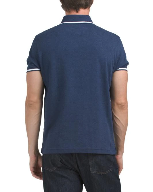 商品Tommy Hilfiger|Relaxed Fit Heathered Tipped Short Sleeve Polo,价格¥159,第2张图片详细描述
