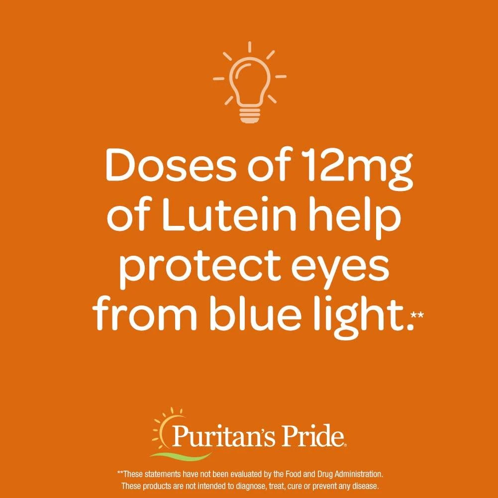 商品Puritan's Pride|Puritan's Pride Lutein and Zeaxanthin Supplements for Eyes, Zeaxanthin 800mcg plus Lutein 20mg Once Daily Softgels, 240 Day Supply - 120 Count (Pack of 2) (Package May Vary),价格¥124,第5张图片详细描述